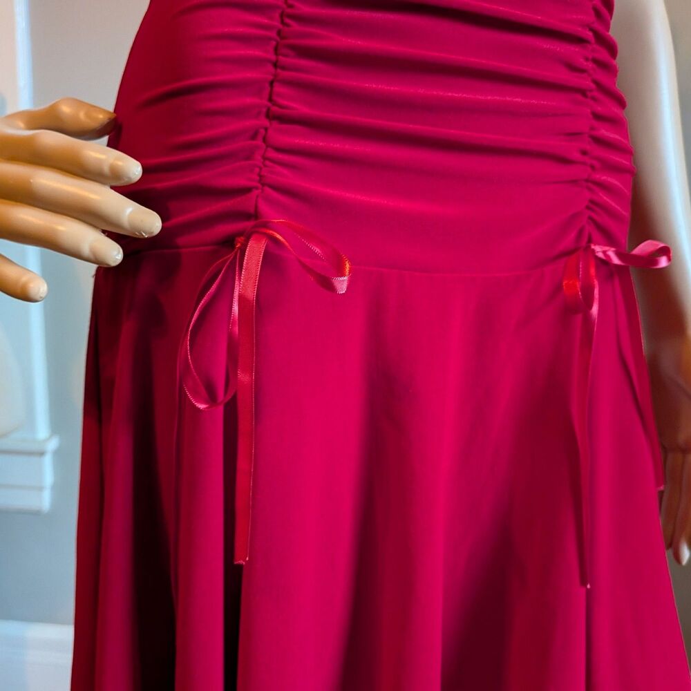 Vintage Y2K Taboo Mini Dress Red Halter Whimsygoth Ruching Bows Burlesque Size M - Picture 7 of 10